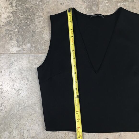 ZARA Deep V Neck Black Crop Top Vest Blouse Womens Medium Cropped - Picture 13 of 16